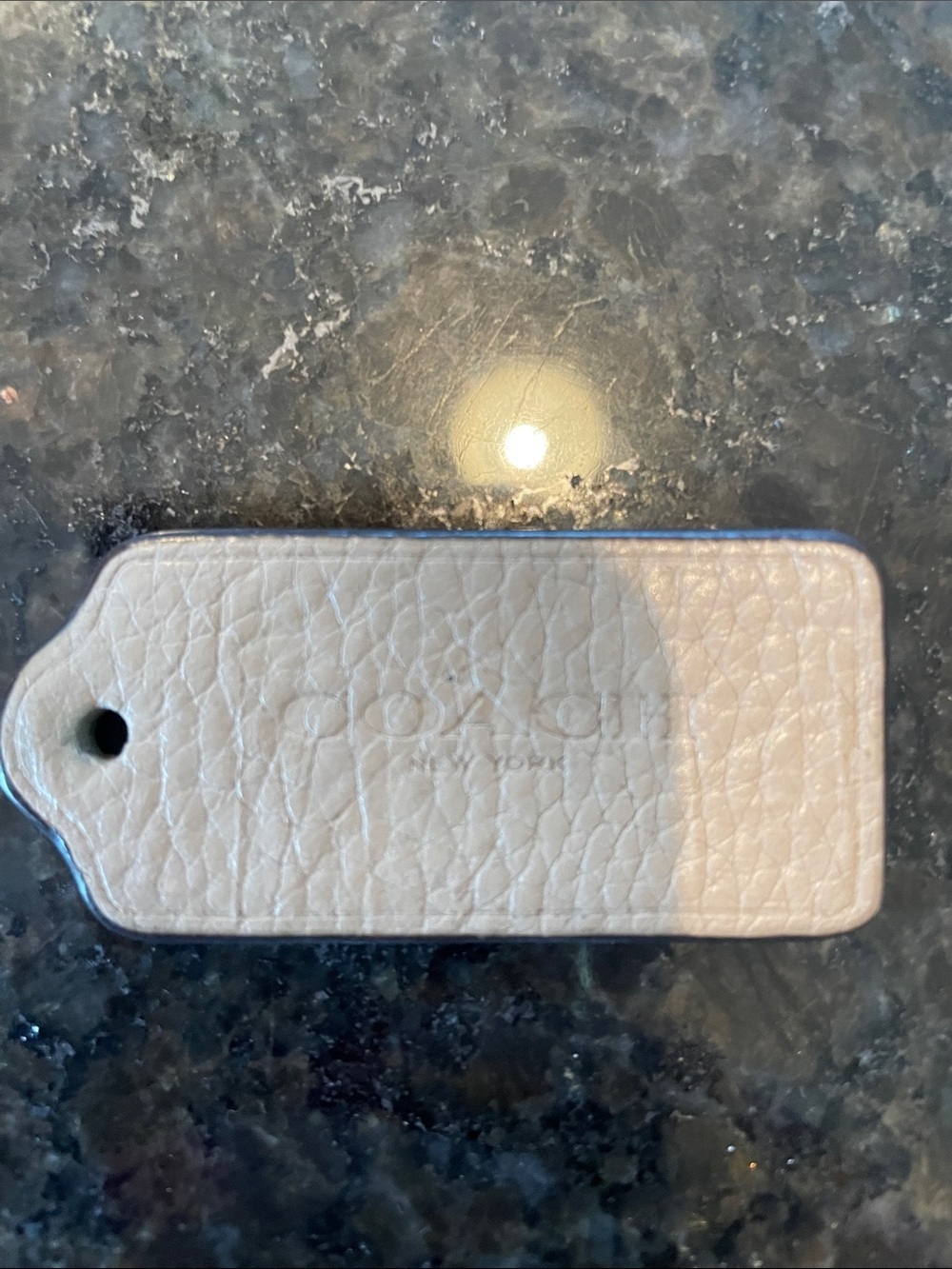 Coach Leather Bag Tag in Light Beige
